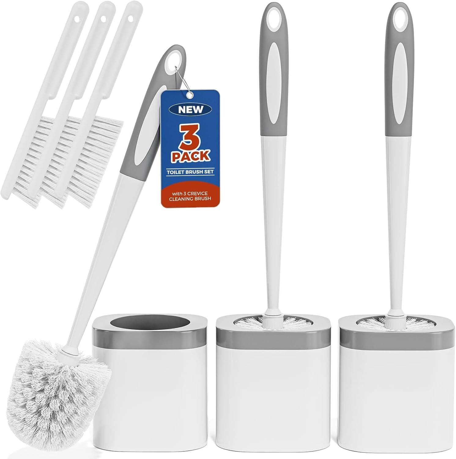 Holaloha Toilet Brush and Holder, 3 pack
