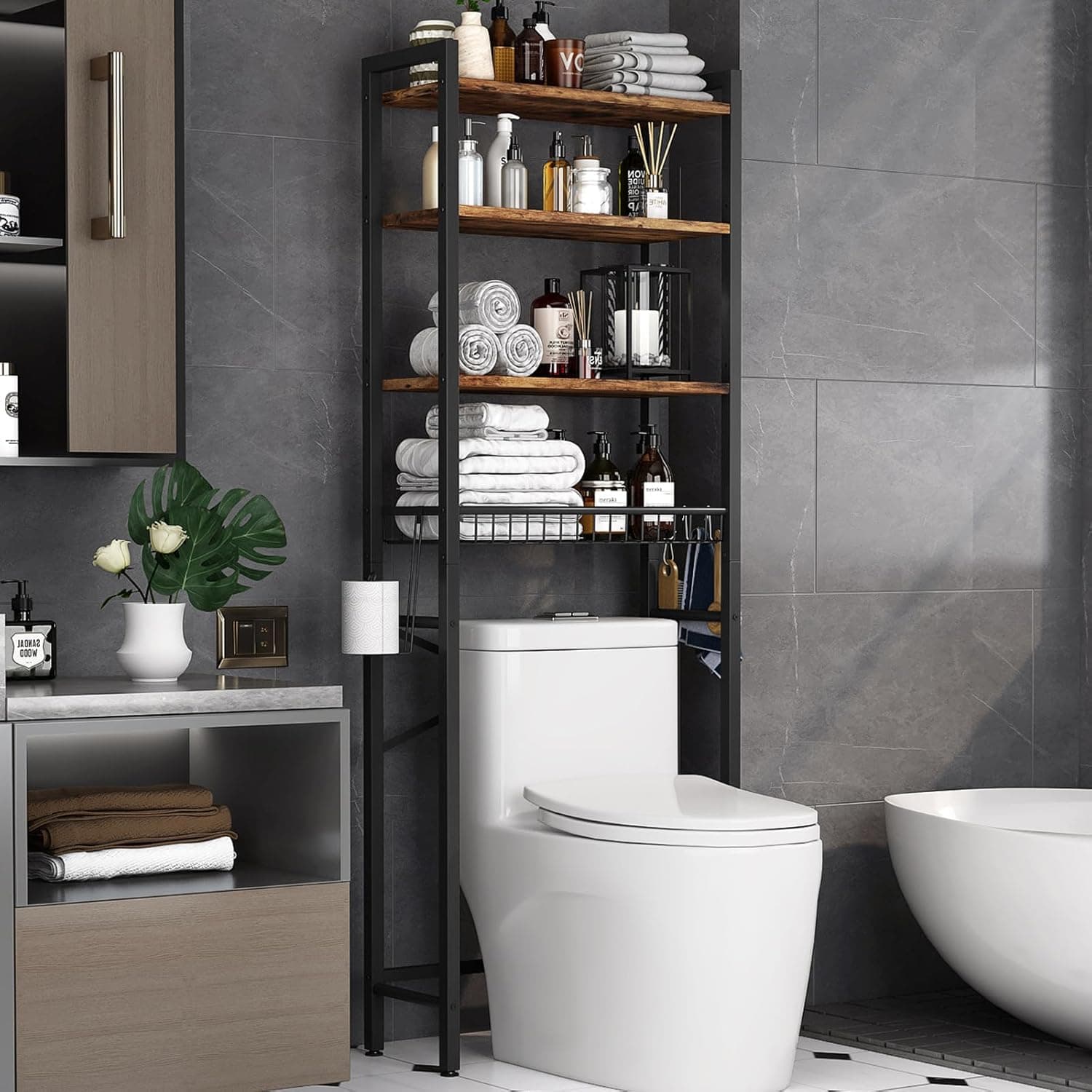 Kalrin 4-Tier Over-Toilet Rack with Basket