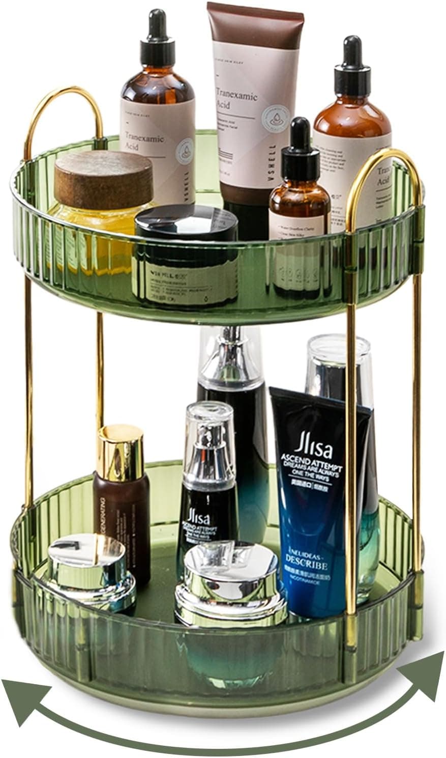 Asayuee 360 Rotating Makeup Organizer, 2 tier