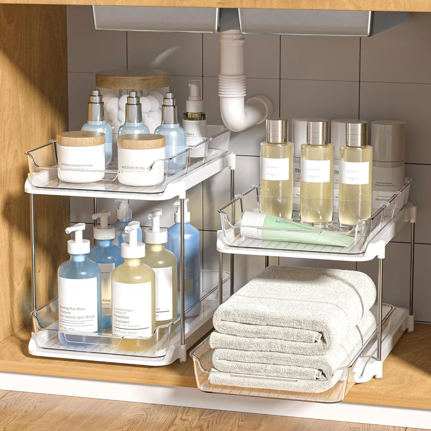 Delamu 2-Tier Under-Sink Organizer, 2 pack