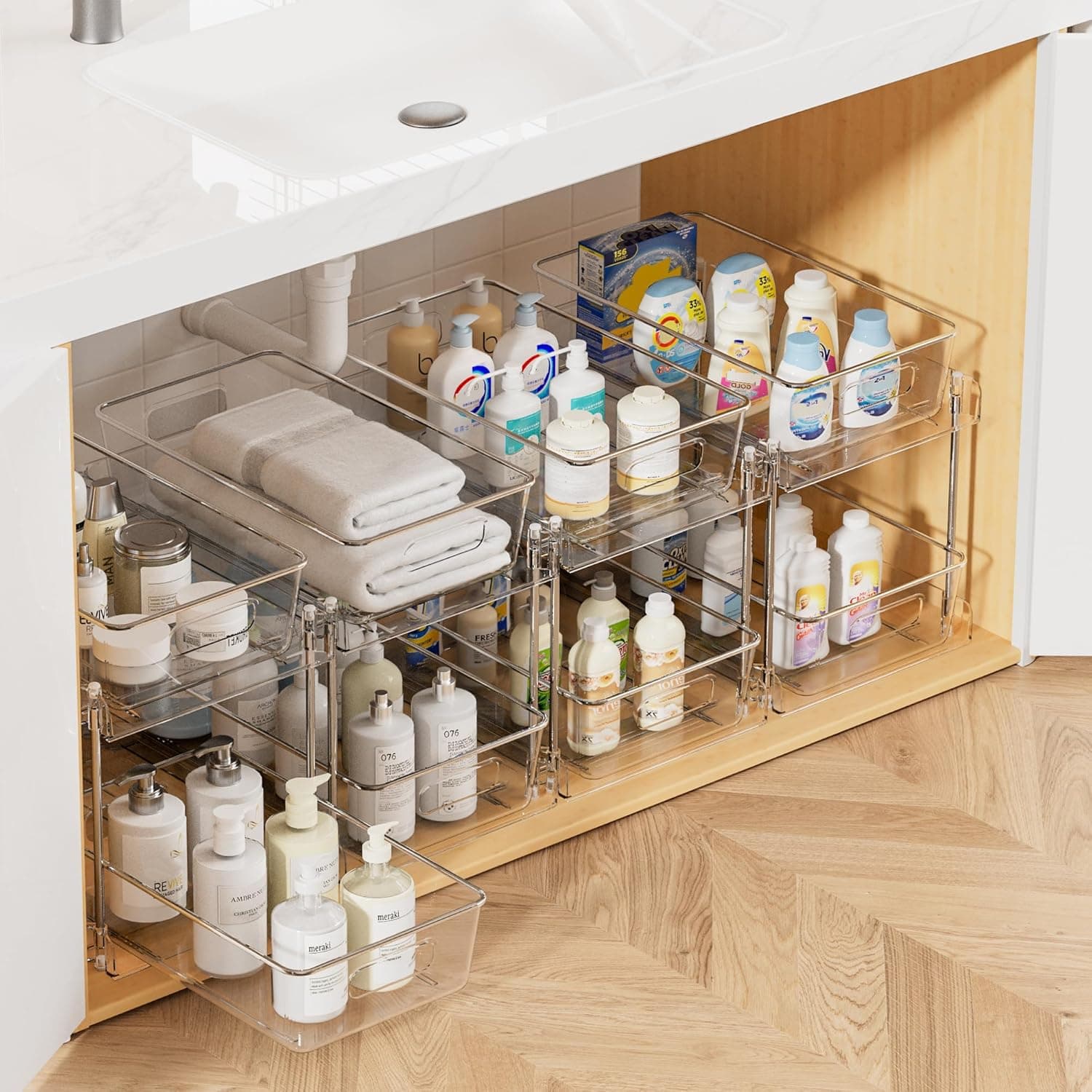 Vtopmart Pull-Out Under-Sink Organizer, 4 pack